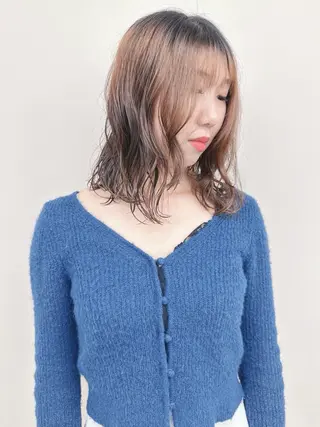 ミディアム パーマ ボブ/ゆるふわ ボブパーマ/とういのヘアスタイル