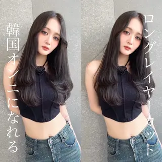 ロング カラー レイヤー/髪質改善 縮毛/ハッシュカットのヘアスタイル