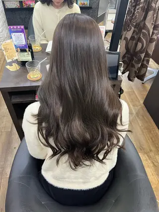ロング カラー ヘアアレンジ きむえり/髪質改善 /うねり広がり改善のヘアスタイル
