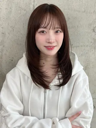 ミディアム 恵比寿韓国レイヤー× 艶透明感カラー大場のヘアスタイル