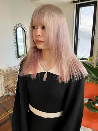 セミロング カラー 🩷ハイトーン透明感 レイヤー🩷ユリカのヘアスタイル
