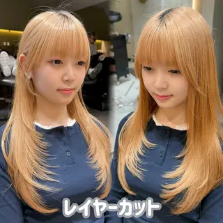 ロング りな💗垢抜け前髪/ レイヤー💗縮毛矯正のヘアスタイル