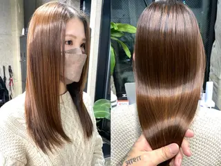 セミロング カラー パーマ OVER→三軒茶屋 /縮毛矯正・髪質改善のヘアスタイル