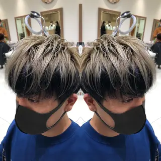 カラー メンズ 韓国レイヤー×透明感 カラー/山崎一輝のヘアスタイル