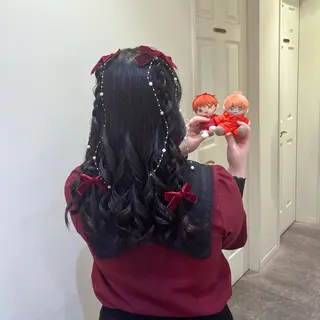 ヘアアレンジ エクステ🎀 暖色カラー🎀amiのヘアスタイル