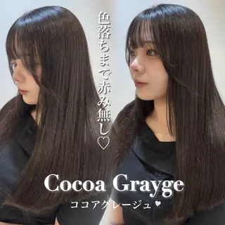 ロング カラー 小顔レイヤー/明るめ ベージュ/モモ/横浜のヘアスタイル