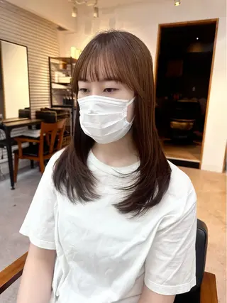 ミディアム カラー パーマ ヘアアレンジ メンズ レイヤーカット／顔周 りカット/縮毛矯正のヘアスタイル