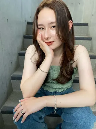 セミロング カラー パーマ うる艶ヘア♡韓国好き 透明感　shotaのヘアスタイル