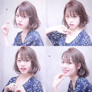 ミディアム カラー パーマ 及川 光のヘアスタイル