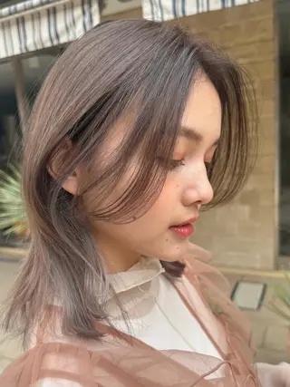 セミロング カラー 田中 智也のヘアスタイル