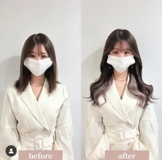 セミロング ヘアアレンジ カラーとエクステ 🌟エクステのヘアスタイル