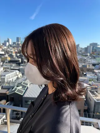 ミディアム カラー 韓国風ハッシュカット 似合わせレイヤー池袋のヘアスタイル