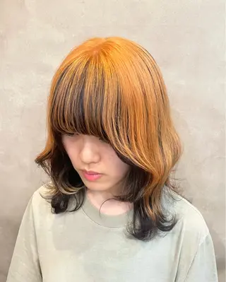 セミロング カラー ヘアアレンジ 【ピンク/韓国ヘア/ ヘアセット】亜海のヘアスタイル