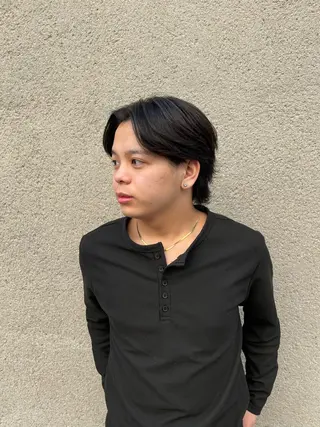 メンズ 慎太朗/パーマ/ボブ /センターパートのヘアスタイル