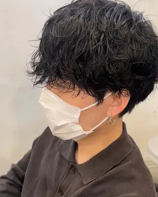 パーマ メンズ レイヤー べージュ 白石研太のヘアスタイル