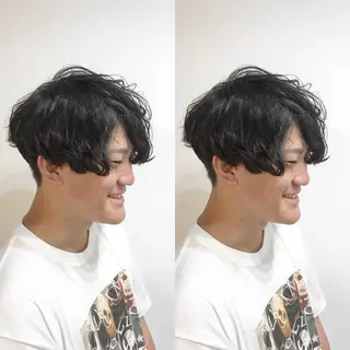 ショート パーマ メンズ 嶋佐 昌大 シマサマオのヘアスタイル