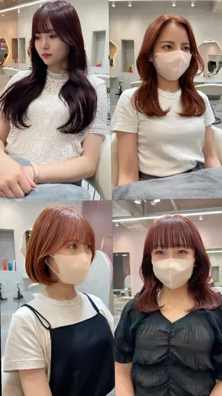 ミディアム カラー レイヤー縮毛矯正 ささきすずね💗のヘアスタイル