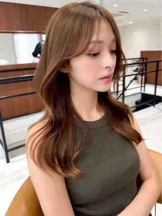 ミディアム カラー ヘアアレンジ 髪質改善×ハイトーン 中田啄也のヘアスタイル