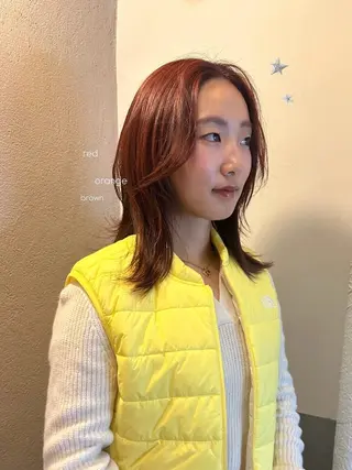 ミディアム カラー 暖色カラー/レイヤー 🌙 オノユリカのヘアスタイル