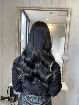 ロング チビ編み込みエクステ シールエクステのヘアスタイル