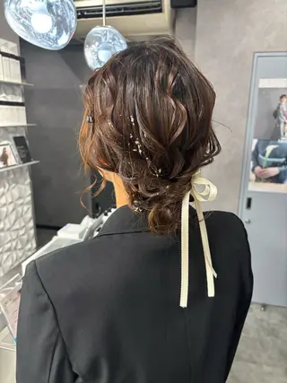 セミロング ヘアアレンジ 森岡 紗羽のヘアスタイル