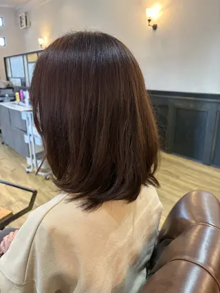 ミディアム 縮毛矯正モデル募集 蟹江/なで髪/さちかのヘアスタイル