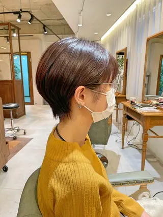 ショート 日比崚介🍀 おくれげ小顔カットのヘアスタイル
