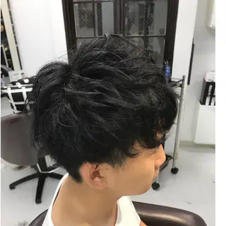 ショート カラー パーマ ヘアアレンジ メンズ キッズ ネイル マツエク・マツパ M字・前髪割れ 改善メンズ特化/栢沼のヘアスタイル