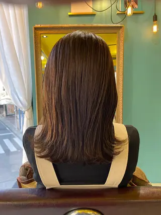 セミロング カラー パーマ 末石 智のヘアスタイル