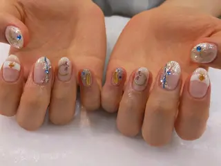 ネイル はばすみれ🎀ﾈｲﾙ 光ﾌｪｲｼｬﾙ ﾍｱのネイルデザイン
