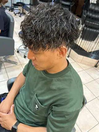 ミディアム パーマ メンズ 大阪/梅田/シャドウ パーマ/ノボリユウタのヘアスタイル