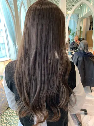 カラー ブリーチなし 透明感カラー/艶髪のヘアスタイル
