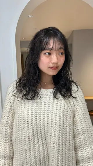 セミロング カラー じゅわっと暖色カラー 🍊Moemiのヘアスタイル