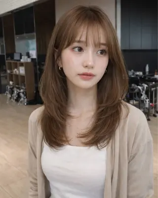 ロング レイヤー/顔周り カット/松岡 祥利のヘアスタイル