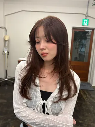 セミロング 透明感カラー/顔周り カット/ののか💞のヘアスタイル