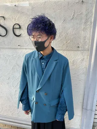 ミディアム 似合わせ/ブリーチ カラー.岡田友仁のヘアスタイル