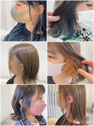 ミディアム カラー 酸性ストレート/ブリ ーチなしWカラー河本のヘアスタイル