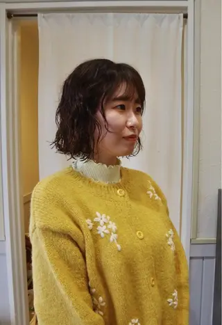 ミディアム パーマ ショート& パーマ　坂本のヘアスタイル