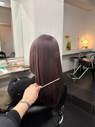 ロング カラー 【ヤマザキアヤメ】 艶カラー/縮毛矯正のヘアスタイル