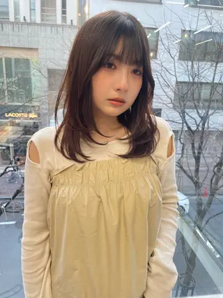 ミディアム カラー レイヤー×顔周 り×髪質改善/MIUのヘアスタイル