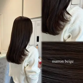 ロング カラー 垢抜け小顔レイヤー オリーブ/スミレのヘアスタイル