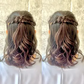 セミロング ヘアアレンジ ヘアメ🎀推しカラー 🥣横浜/しほ🧸のヘアスタイル