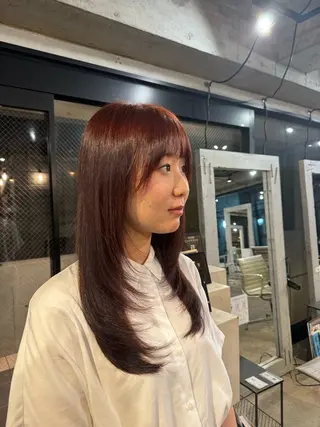 セミロング ブリーチカラー/ブロ ンドレイヤーカットのヘアスタイル