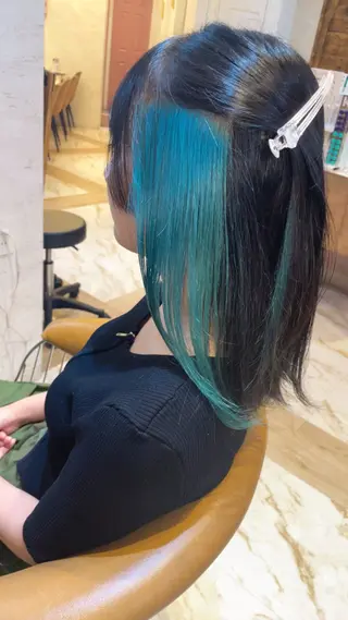 セミロング ブリーチなし 透明感カラー/艶髪のヘアスタイル