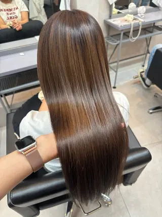 ロング 顔まわりレイヤー×透 明感カラー/しずくのヘアスタイル