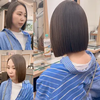 ミディアム カラー パーマ ヘアアレンジ メンズ キッズ 骨格レイヤーカット 🌿美髪縮毛矯正のヘアスタイル