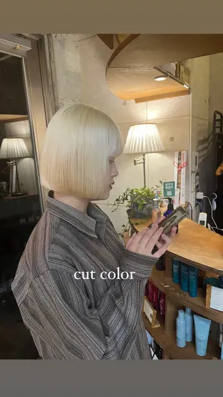 ショート カラー 🌱ぱっつとボブカ ット🌱/Ryotaのヘアスタイル