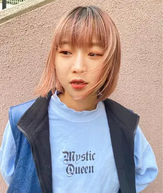 ミディアム カラー レイヤーウルフ エクステ磯部のヘアスタイル
