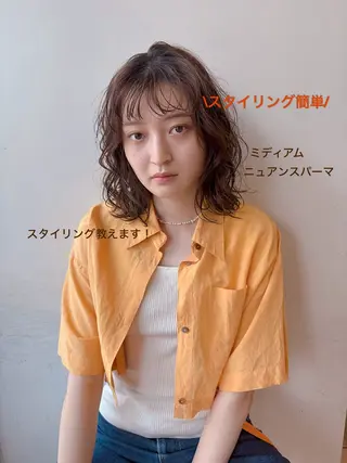 パーマ ボブ/ミディアム 親しみやすさ/さくらのヘアスタイル
