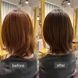 ミディアム カラー Saki💛心斎橋 レイヤー/艶髪のヘアスタイル